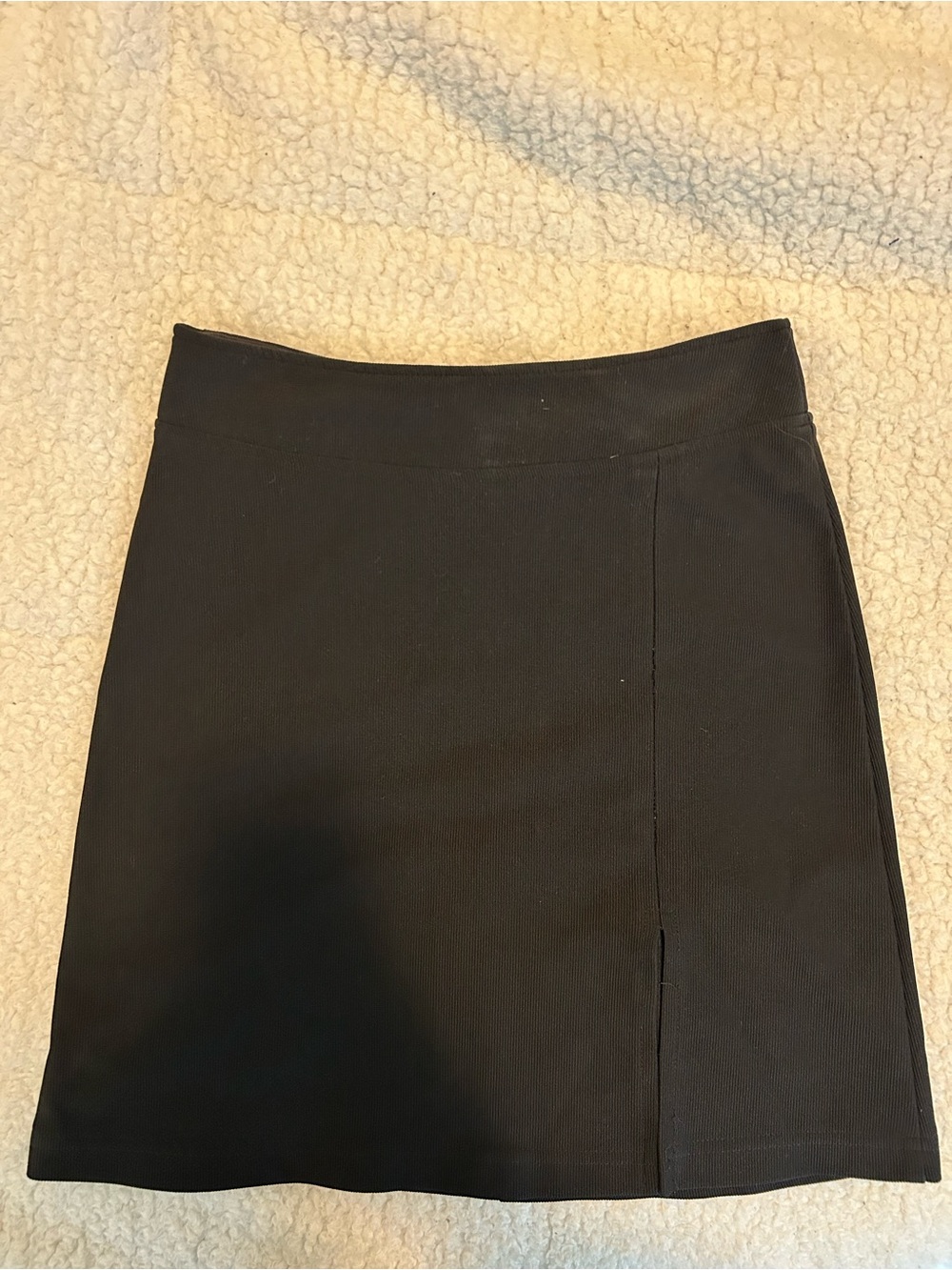 Black Mini Skirt with Subtle Front Slit